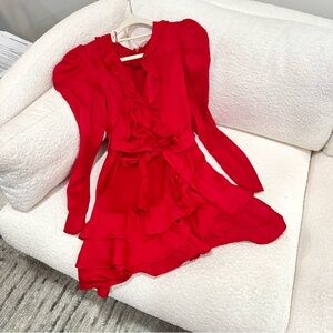 Bardot Vibrant Red Long Sleeve Dress